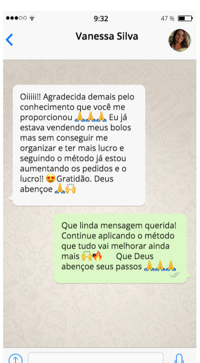 Depoimento de Vanessa Silva no WhatsApp