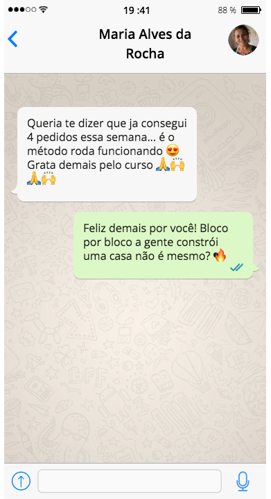 Depoimento de Maria Alves da Rocha no WhatsApp